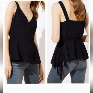 LOFT Black Swiss Dot Wrap Cami Blouse Size Medium